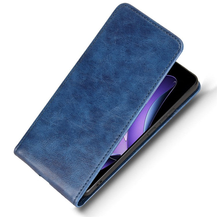 For Oppo Reno13 F 5G Case with Card Slot Magnetic Vertical Flip Leather Phone Cover - Dark Blue