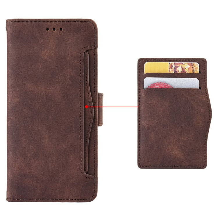 Anti-drop Cell Phone Cover For Google Pixel 7 Pro 5G, Multiple Card Slots PU Leather Wallet Case Dual Magnetic Clasp Phone Shell with Stand - Brown