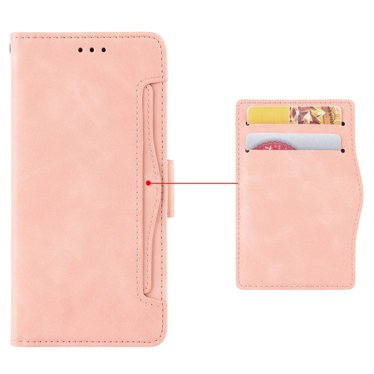 Anti-drop Cell Phone Cover For Google Pixel 7 Pro 5G, Multiple Card Slots PU Leather Wallet Case Dual Magnetic Clasp Phone Shell with Stand - Pink