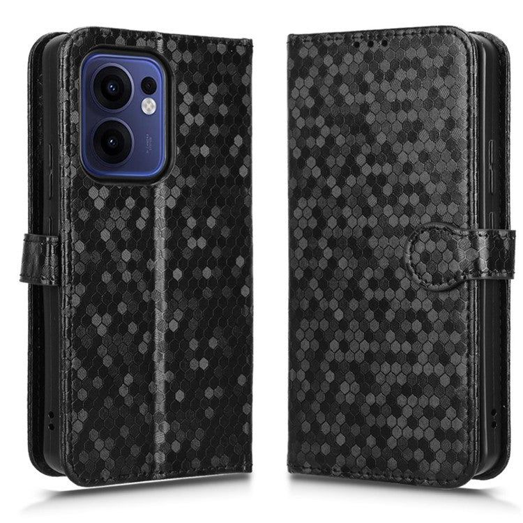 For Oppo Reno13 F 5G Wallet Case Dot Pattern Imprint PU Leather Phone Cover - Black