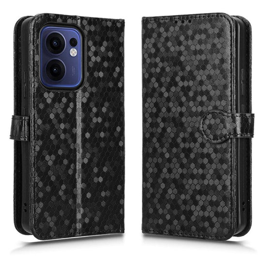 For Oppo Reno13 F 5G Wallet Case Dot Pattern Imprint PU Leather Phone Cover - Black