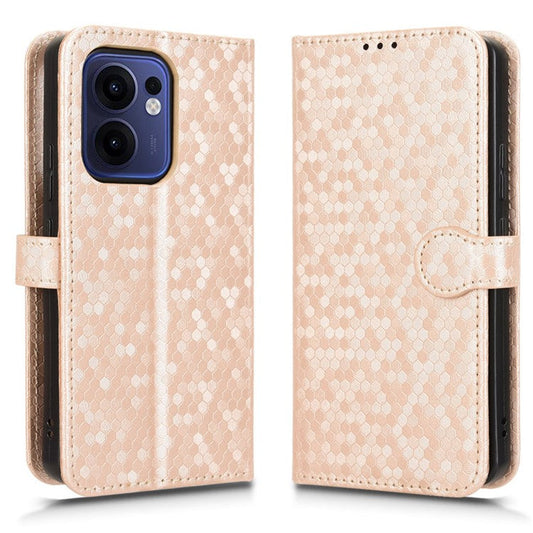 For Oppo Reno13 F 5G Wallet Case Dot Pattern Imprint PU Leather Phone Cover - Rose Gold