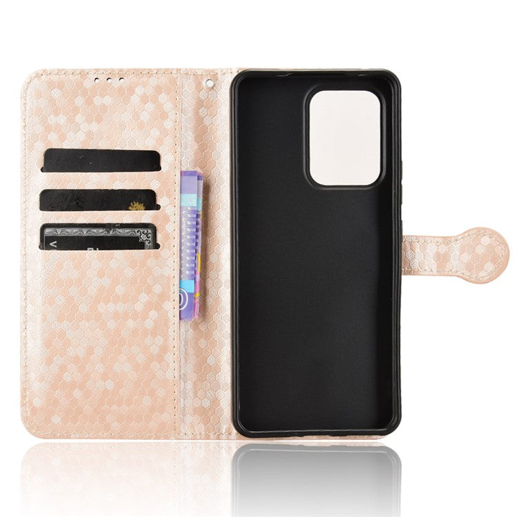 For Oppo Reno13 F 5G Wallet Case Dot Pattern Imprint PU Leather Phone Cover - Rose Gold