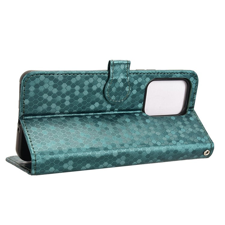 For Oppo Reno13 F 5G Wallet Case Dot Pattern Imprint PU Leather Phone Cover - Green