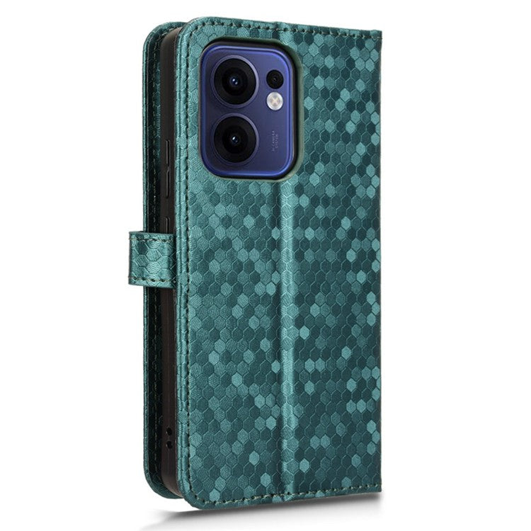 For Oppo Reno13 F 5G Wallet Case Dot Pattern Imprint PU Leather Phone Cover - Green