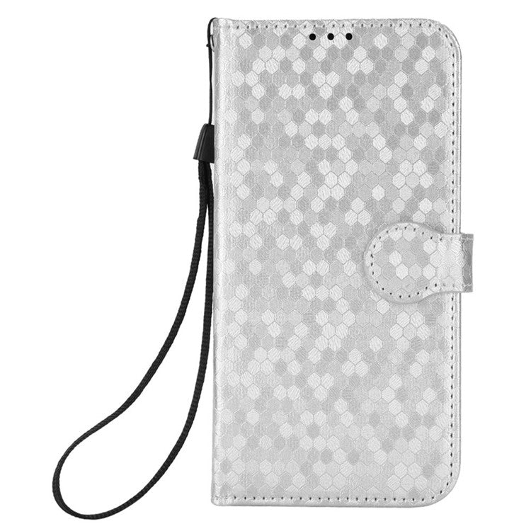 For Oppo Reno13 F 5G Wallet Case Dot Pattern Imprint PU Leather Phone Cover - Silver