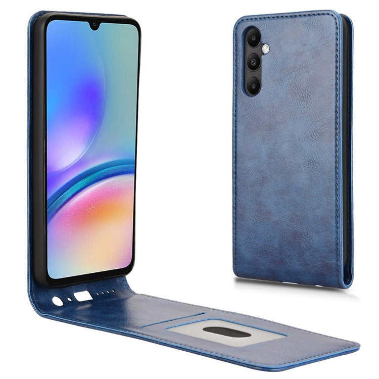 For Samsung Galaxy M14 4G / A05s 4G Case with Card Slot Magnetic Vertical Flip Leather Phone Cover - Dark Blue