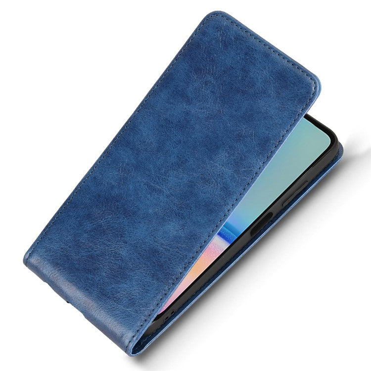 For Samsung Galaxy M14 4G / A05s 4G Case with Card Slot Magnetic Vertical Flip Leather Phone Cover - Dark Blue