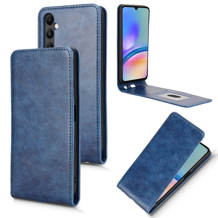 For Samsung Galaxy M14 4G / A05s 4G Case with Card Slot Magnetic Vertical Flip Leather Phone Cover - Dark Blue