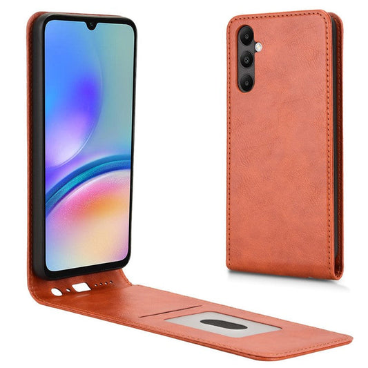 For Samsung Galaxy M14 4G / A05s 4G Case with Card Slot Magnetic Vertical Flip Leather Phone Cover - Orange