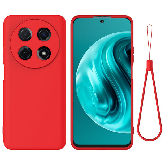 For Huawei nova 13i Liquid Silicone Case Phone Back Cover with Hand Strap - Red