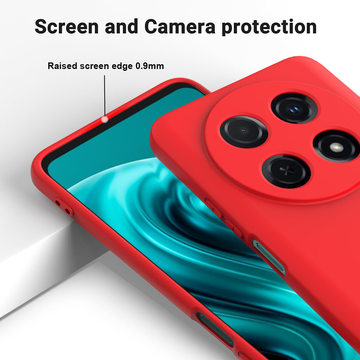 For Huawei nova 13i Liquid Silicone Case Phone Back Cover with Hand Strap - Red