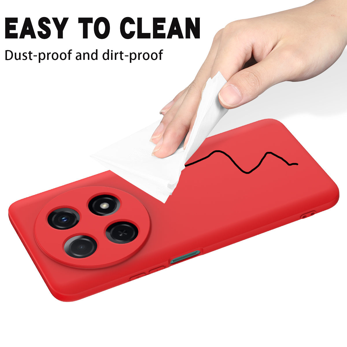 For Huawei nova 13i Liquid Silicone Case Phone Back Cover with Hand Strap - Red