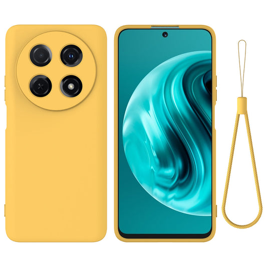 For Huawei nova 13i Liquid Silicone Case Phone Back Cover with Hand Strap - Yellow