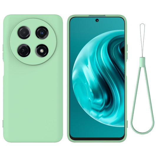 For Huawei nova 13i Liquid Silicone Case Phone Back Cover with Hand Strap - Green