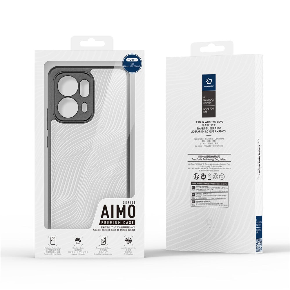For Oppo Reno13 F 4G / Oppo Reno13 F 5G Case DUX DUCIS Aimo Series TPU+PC Matte Drop-proof Phone Cover (REACH Certification) - Black