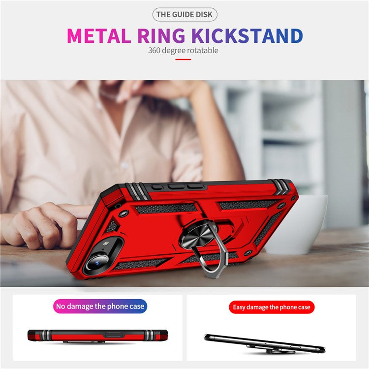For iPhone 16e Case PC + TPU Phone Cover with Kickstand - Red