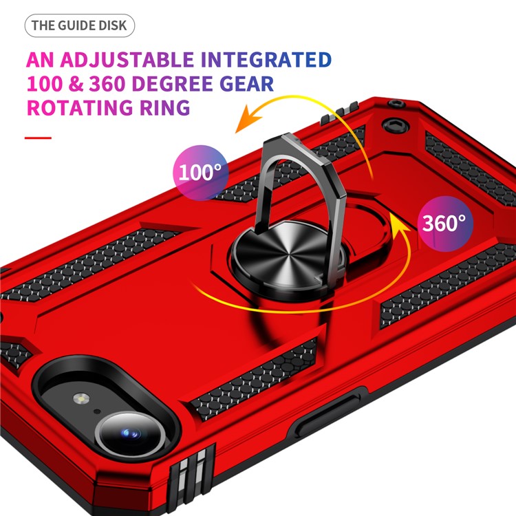 For iPhone 16e Case PC + TPU Phone Cover with Kickstand - Red