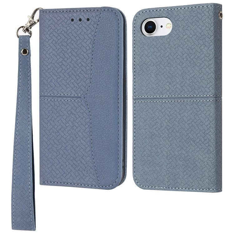 For iPhone 16e Case Woven Texture PU Leather Wallet Phone Cover - Grey