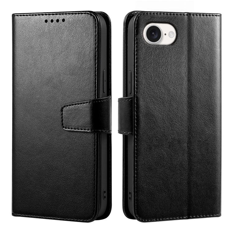 For iPhone 16e Case Stand Card Holder Wallet Leather Phone Cover - Black
