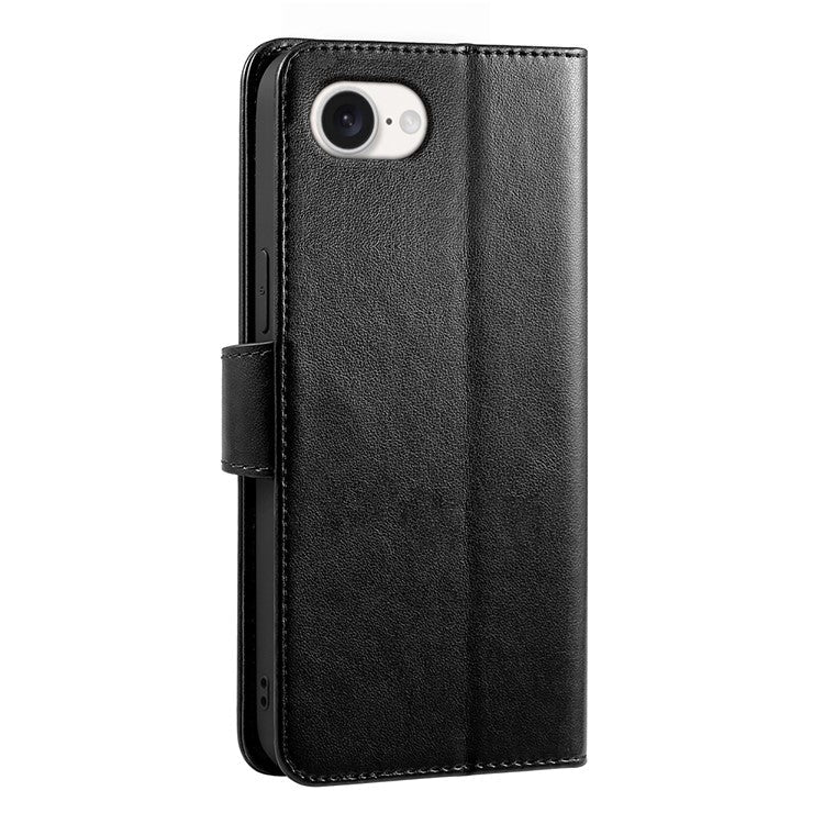 For iPhone 16e Case Stand Card Holder Wallet Leather Phone Cover - Black