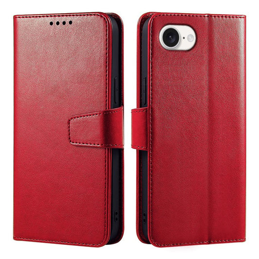 For iPhone 16e Case Stand Card Holder Wallet Leather Phone Cover - Red