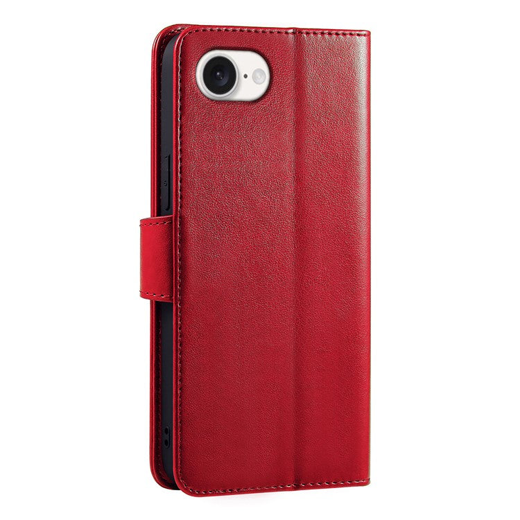 For iPhone 16e Case Stand Card Holder Wallet Leather Phone Cover - Red