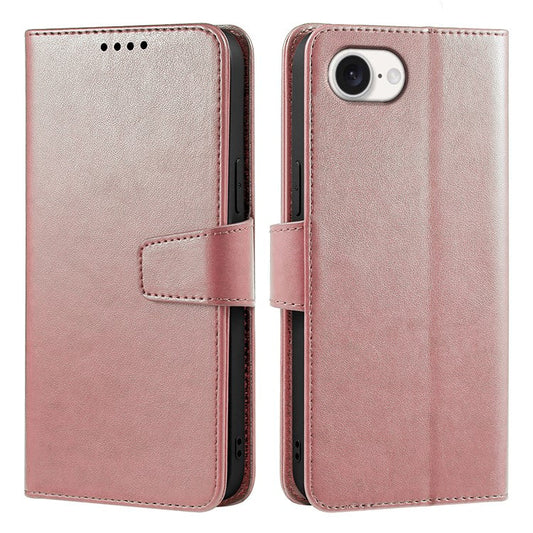 For iPhone 16e Case Stand Card Holder Wallet Leather Phone Cover - Rose Gold