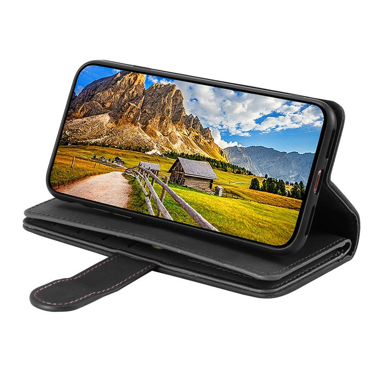 For iPhone 16e Case PU Leather Phone Cover with Zipper Wallet 9 Card Slots - Black