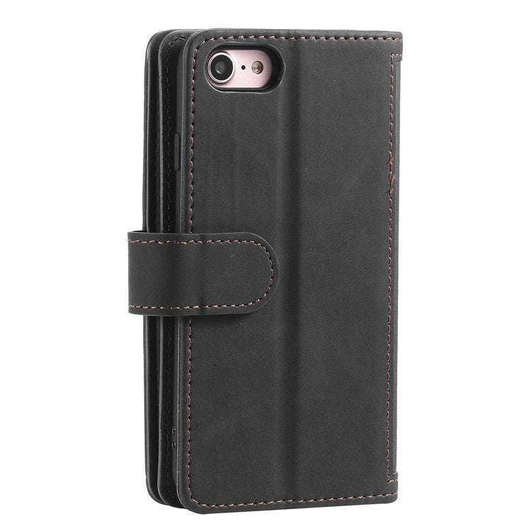 For iPhone 16e Case PU Leather Phone Cover with Zipper Wallet 9 Card Slots - Black