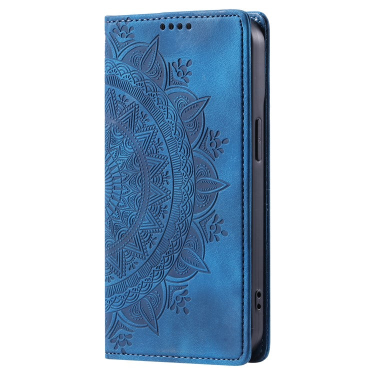 Style-010 For iPhone 16e Case Magnetic Closing Leather Phone Cover Pattern Imprinted - Blue
