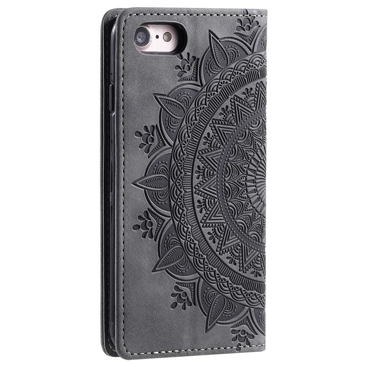Style-010 For iPhone 16e Case Magnetic Closing Leather Phone Cover Pattern Imprinted - Grey