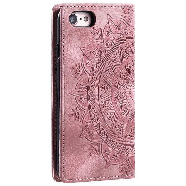 Style-010 For iPhone 16e Case Magnetic Closing Leather Phone Cover Pattern Imprinted - Rose Gold