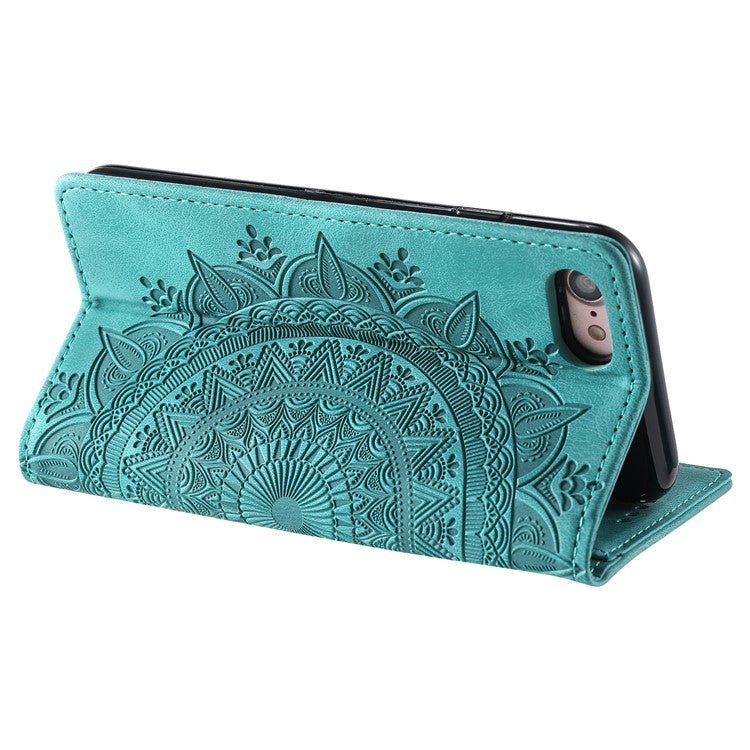 Style-010 For iPhone 16e Case Magnetic Closing Leather Phone Cover Pattern Imprinted - Mint Green