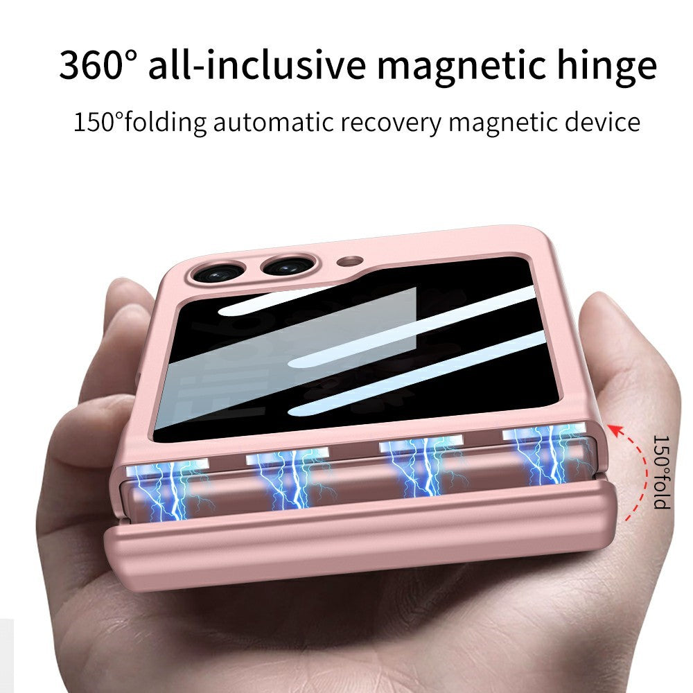 GKK 10691 For Samsung Galaxy Z Flip7 FE 5G / Z Flip6 5G Case with Privacy Screen Film Magnetic Hinge Protection Phone Cover - Pink