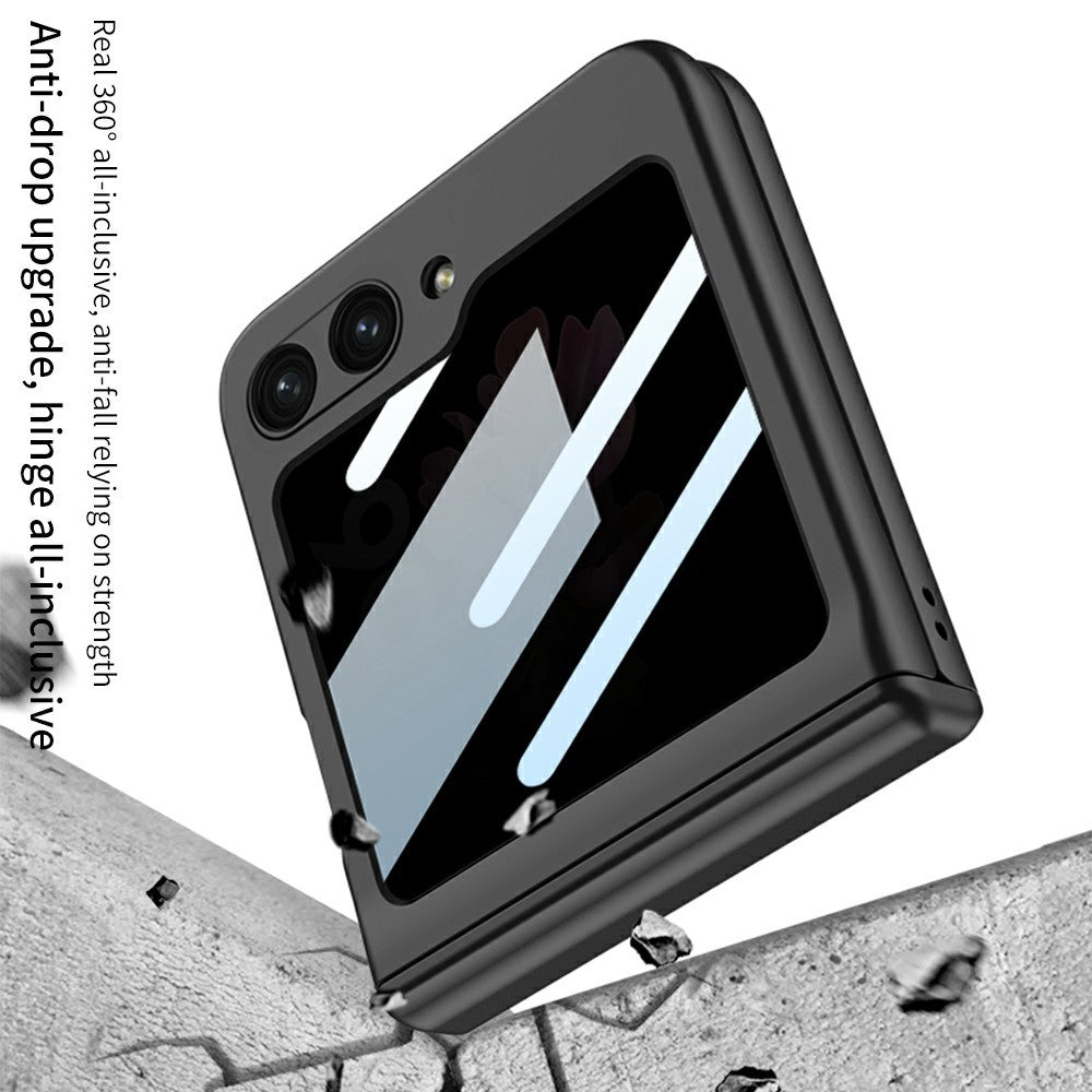 GKK 10691 For Samsung Galaxy Z Flip7 FE 5G / Z Flip6 5G Case with Privacy Screen Film Magnetic Hinge Protection Phone Cover - Silver