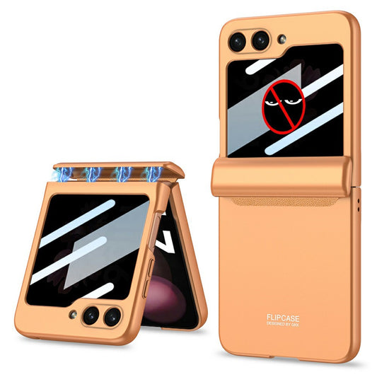 GKK 10691 For Samsung Galaxy Z Flip7 FE 5G / Z Flip6 5G Case with Privacy Screen Film Magnetic Hinge Protection Phone Cover - Orange