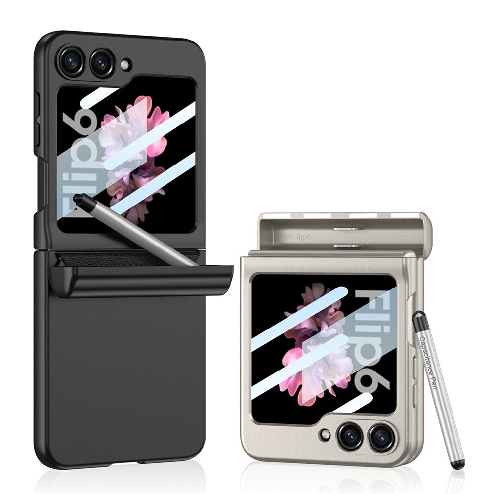 GKK 10803 For Samsung Galaxy Z Flip7 FE 5G / Z Flip6 5G Case with Stylus Magnetic Hinge Phone Cover Built In Screen Film - Matcha Green