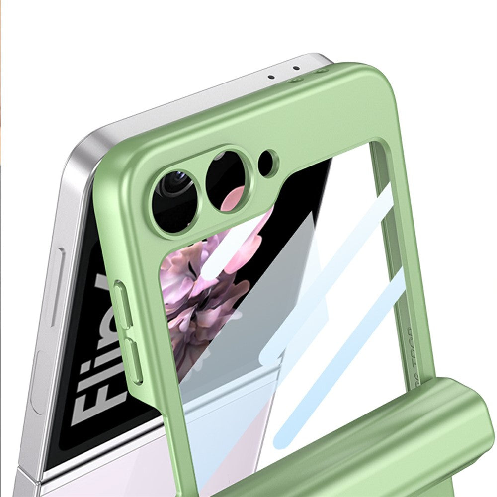 GKK 10803 For Samsung Galaxy Z Flip7 FE 5G / Z Flip6 5G Case with Stylus Magnetic Hinge Phone Cover Built In Screen Film - Matcha Green
