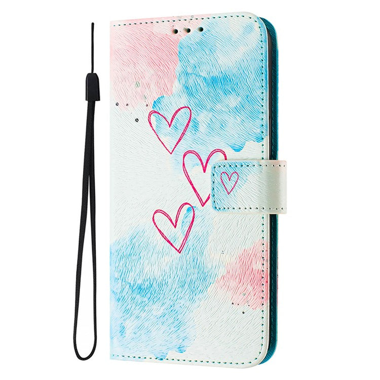 ENKAY Hat-Prince For iPhone 16e Leather Case Pattern Printing Card Slot Stand Phone Cover with Lanyard - Love Heart