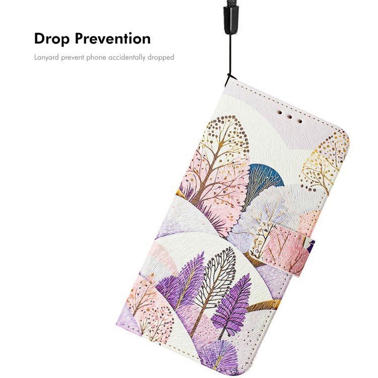 ENKAY Hat-Prince For iPhone 16e Leather Case Pattern Printing Card Slot Stand Phone Cover with Lanyard - Fireworks Butterfly