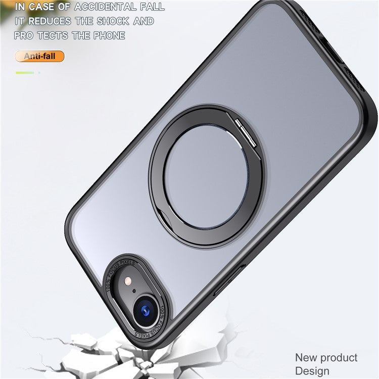 For iPhone 16e Case Compatible with MagSafe TPU + Acrylic Kickstand Phone Cover - Black