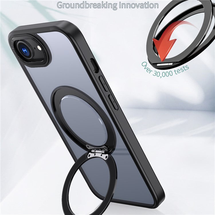 For iPhone 16e Case Compatible with MagSafe TPU + Acrylic Kickstand Phone Cover - Black