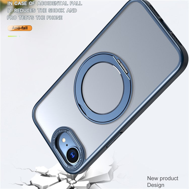 For iPhone 16e Case Compatible with MagSafe TPU + Acrylic Kickstand Phone Cover - Navy Blue