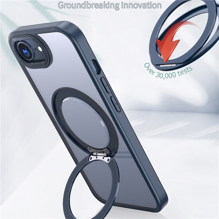 For iPhone 16e Case Compatible with MagSafe TPU + Acrylic Kickstand Phone Cover - Navy Blue