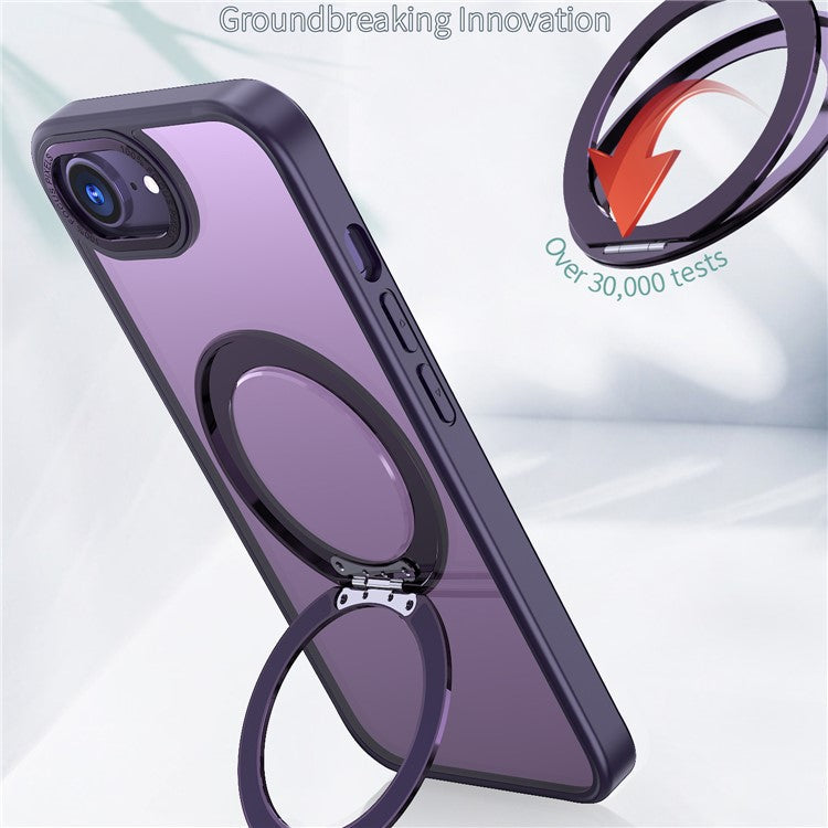 For iPhone 16e Case Compatible with MagSafe TPU + Acrylic Kickstand Phone Cover - Purple