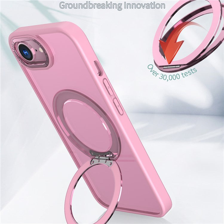 For iPhone 16e Case Compatible with MagSafe TPU + Acrylic Kickstand Phone Cover - Pink