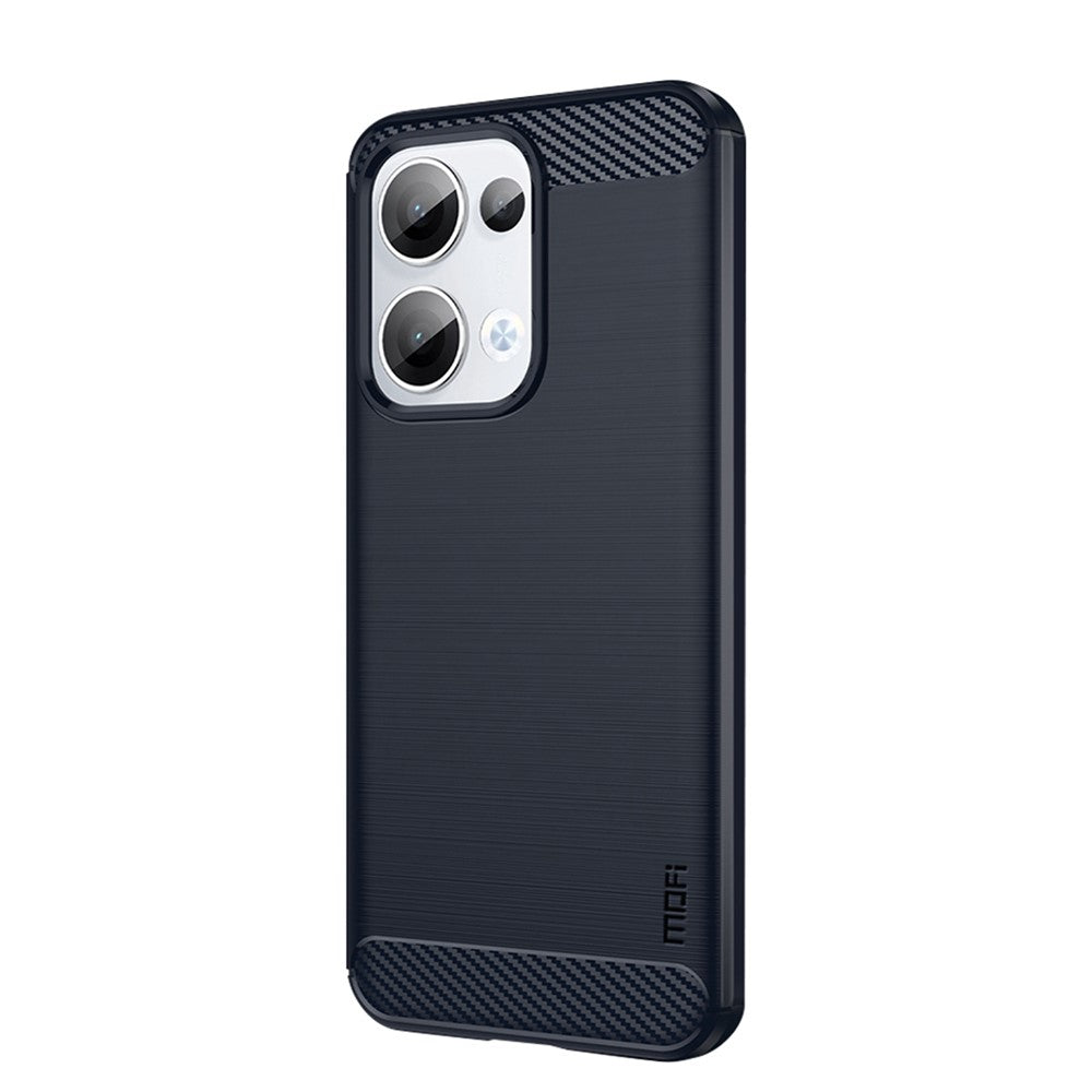 For Oppo Reno13 5G (Global) Back Cover MOFI Brushed Texture Carbon Fiber Soft TPU Case - Blue