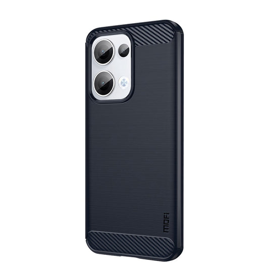 For Oppo Reno13 5G (Global) Back Cover MOFI Brushed Texture Carbon Fiber Soft TPU Case - Blue