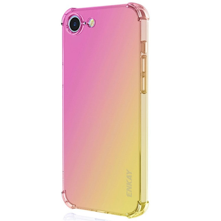 ENKAY For iPhone 16e Case Gradient Series Thickened Four Corner Anti-Drop TPU Phone Cover - Pink  /  Gold